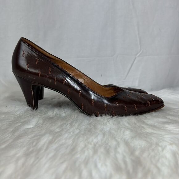 Bally Of Switzerland Vintage Brown Heels Sz 8.5 - Picture 4 of 8